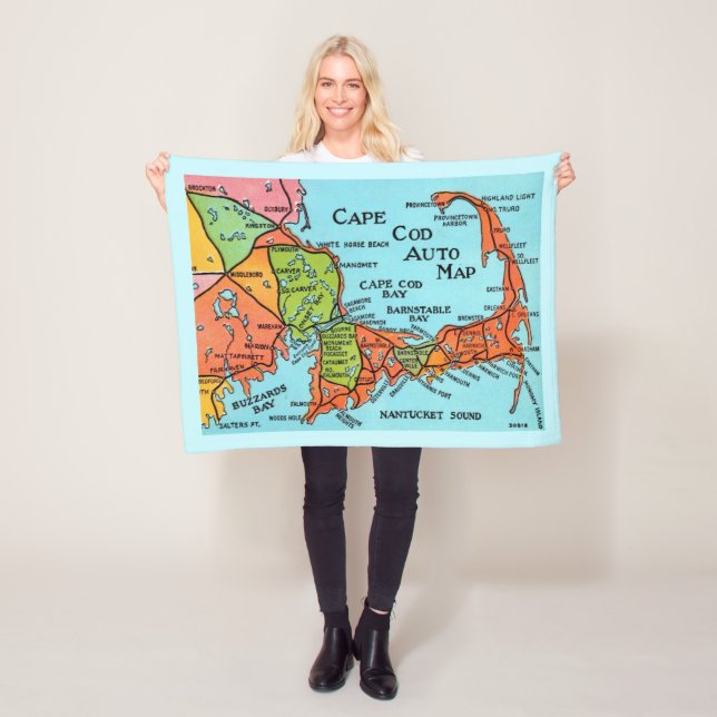 Färgglig Cape Cod-karta 30x40 Flygande filt (På plats)