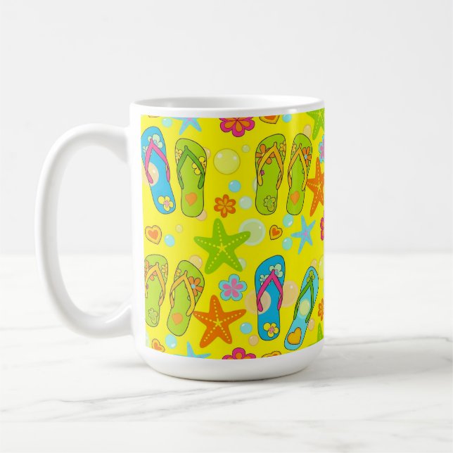 FÄRGGLIGA SOMMARTOFFLOR OCH SNECKOR KAFFEMUGG (Vänster)