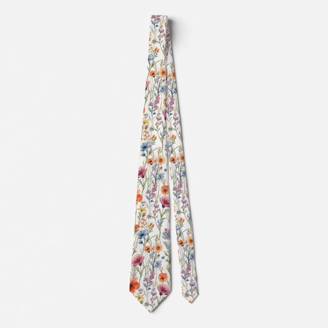 Färgglilla trädgårdsblommor vilda blommor vår äng slips (Framsida)