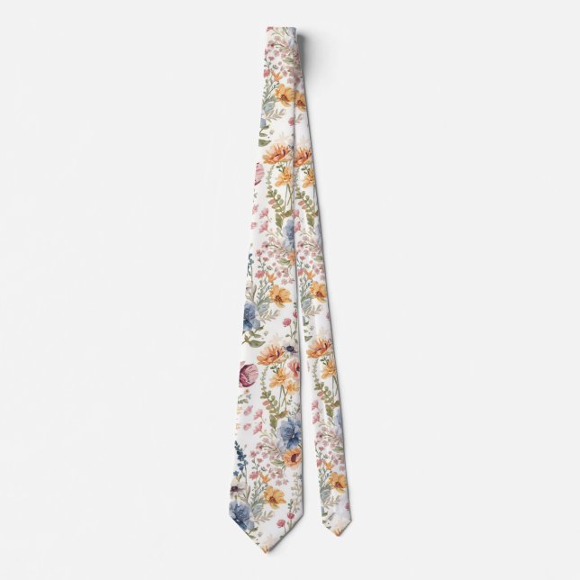 Färgglilla trädgårdsblommor vilda blommor vår äng slips (Framsida)