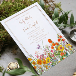 Färgglilla Vilda Blommor Lantlig Blommig Bröllop Inbjudningar