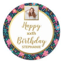 Färgglilla vildblommor, anpassad bild, Glad födels