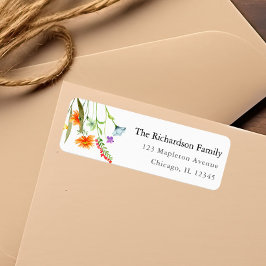 Färgglilla vildblommor vårlök blommor akvareller returadress etikett