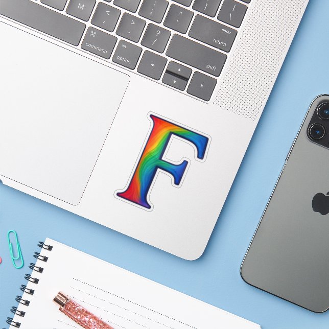 Färgglittret initialbokstav F Klistermärken (Laptop med iPhone)
