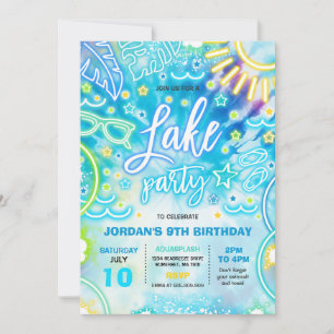 Färgglöd för Stänk-plattan i Födelsedagsfest sjö Inbjudningar