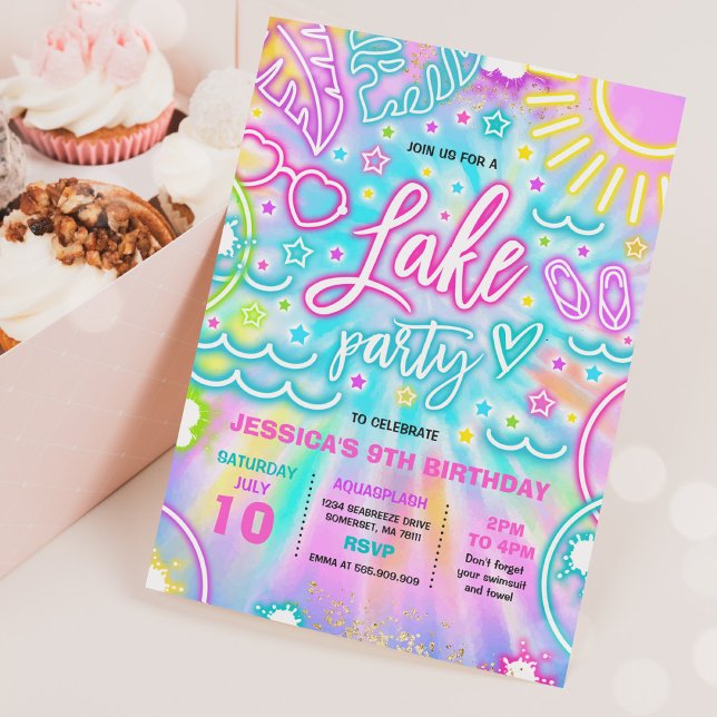 Färgglöd för Stänk-plattan i Födelsedagsfest sjö Inbjudningar (Skapare uppladdad)