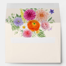 Färggloda Trädgårdsblommor Handskriven Bröllop