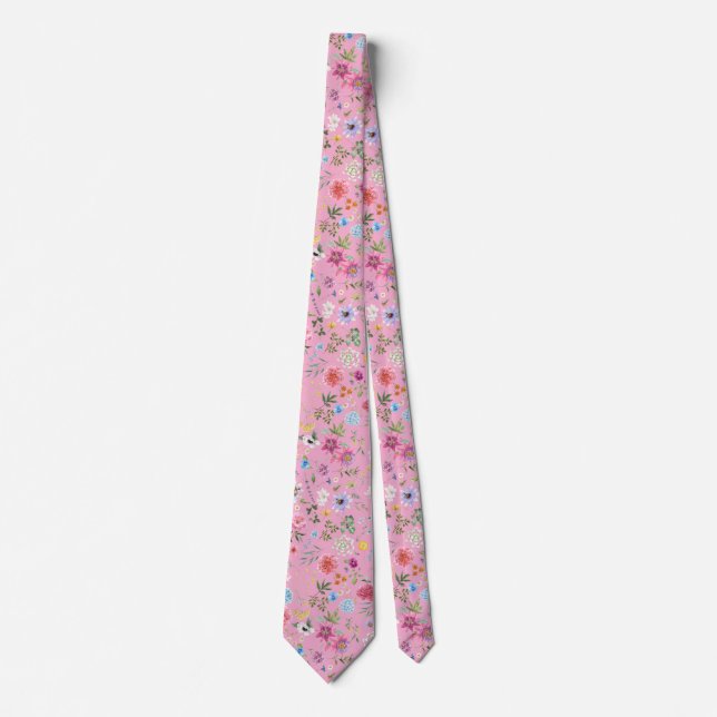 Färggloda trädgårdsblommor vildblomma vår äng slips (Framsida)