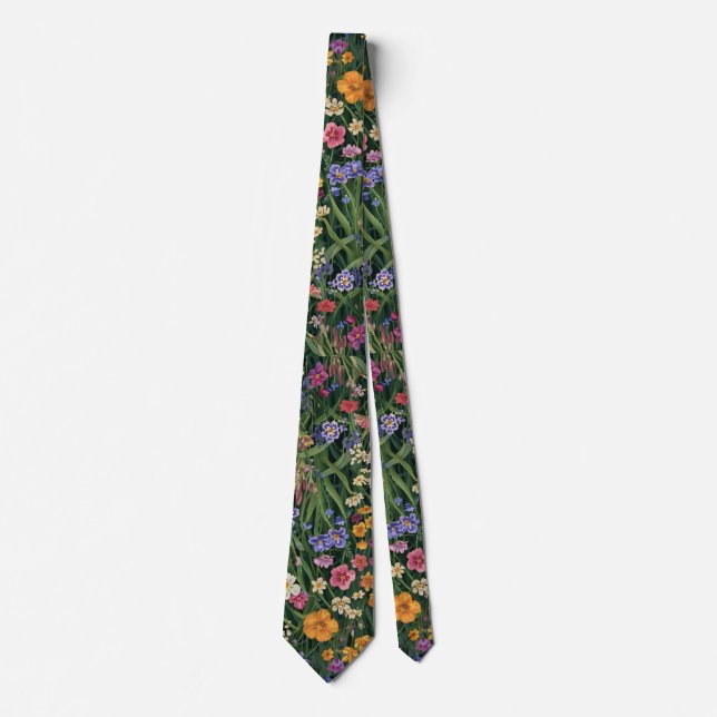Färggloda trädgårdsblommor vildblomma vår äng slips (Framsida)