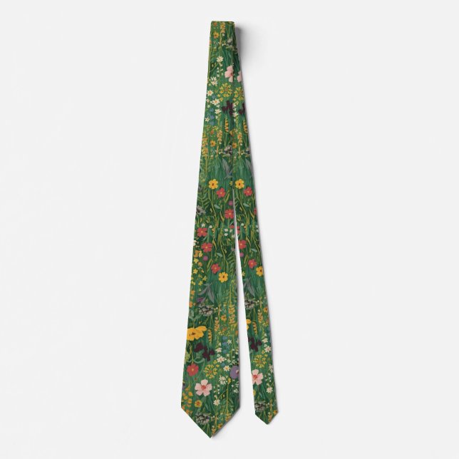 Färggloda trädgårdsblommor vildblomma vår äng slips (Framsida)