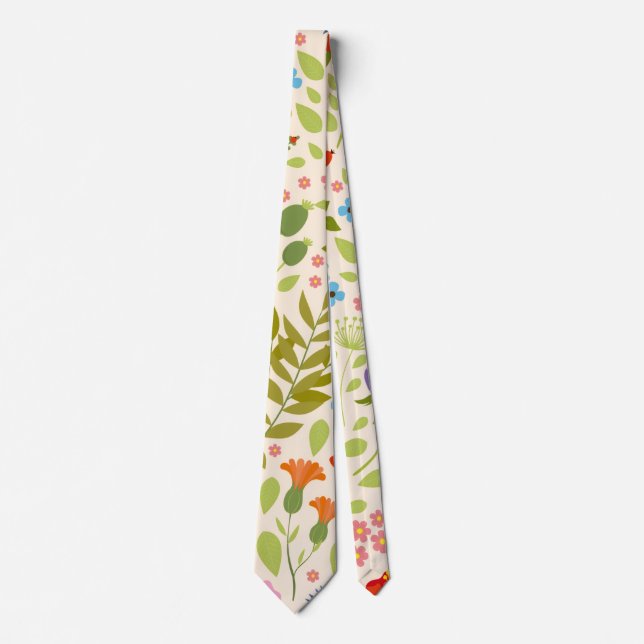 Färggloda trädgårdsblommor vildblomma vår äng  slips (Framsida)