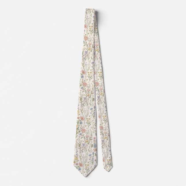 Färggloda trädgårdsblommor vildblomma vår äng slips (Framsida)