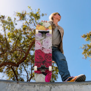 Färgglosa blandade rosor mini skateboard bräda 18,5 cm