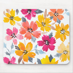 Färgglösa Blommigt Vattenfärgslådor Musmatta
