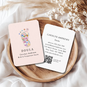 Färgglott Bebis Fotavtryck Logo QR-kod Rosa Visitkort