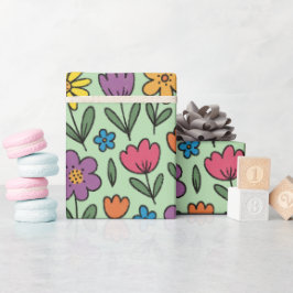 Färgglulligt sött vårblommor inslagspapper rulle presentpapper