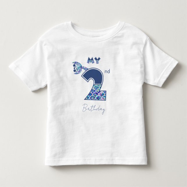 Färggluppiga sjöjungfruskal för små flickor 2-års  t shirt (Framsida)