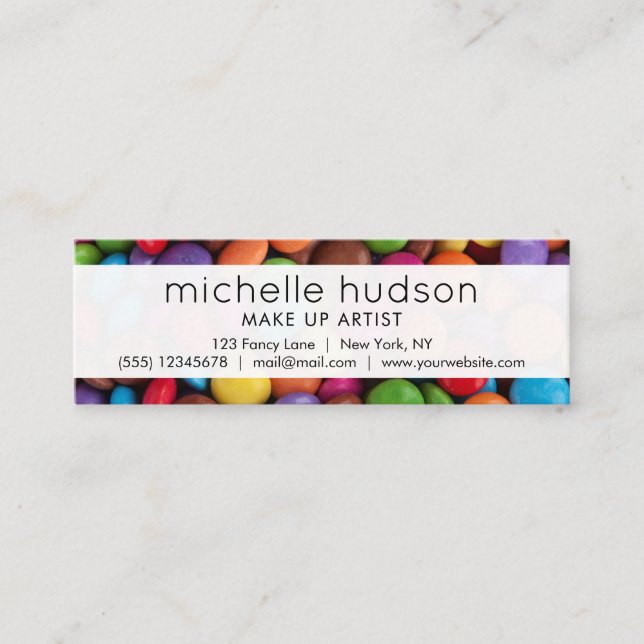 Färggodis, godis, knappar, Dessert, godisbutiker Mini Visitkort (Framsida)