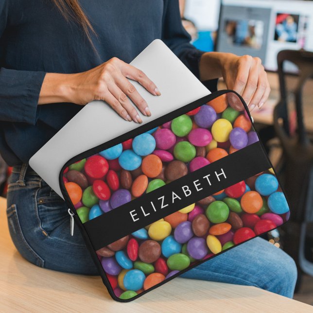 Färggodis, godisknappar, sötsaker, ditt namn laptop fodral (Skapare uppladdad)