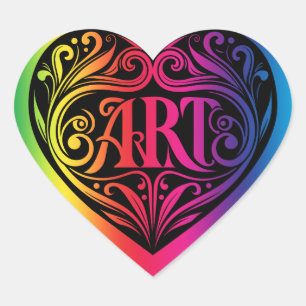 Färggradient Artist Heart Art-etikett Hjärtformat Klistermärke