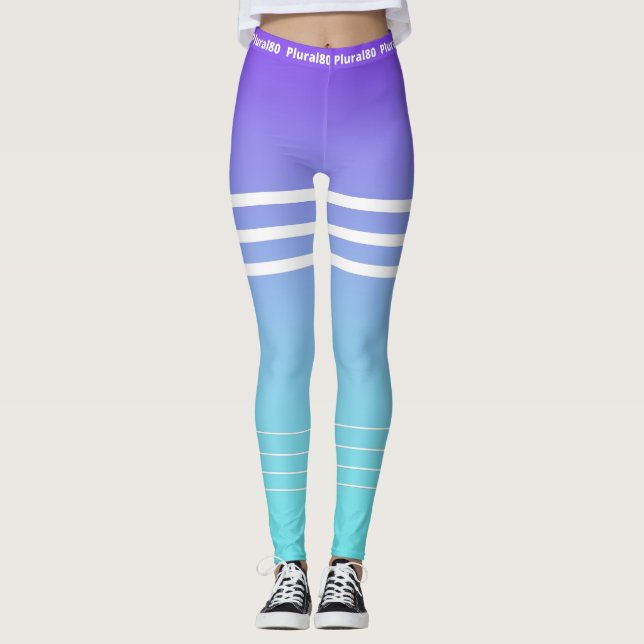 Färggradient - blå lila vit workout för snyggt leggings (Framsida)