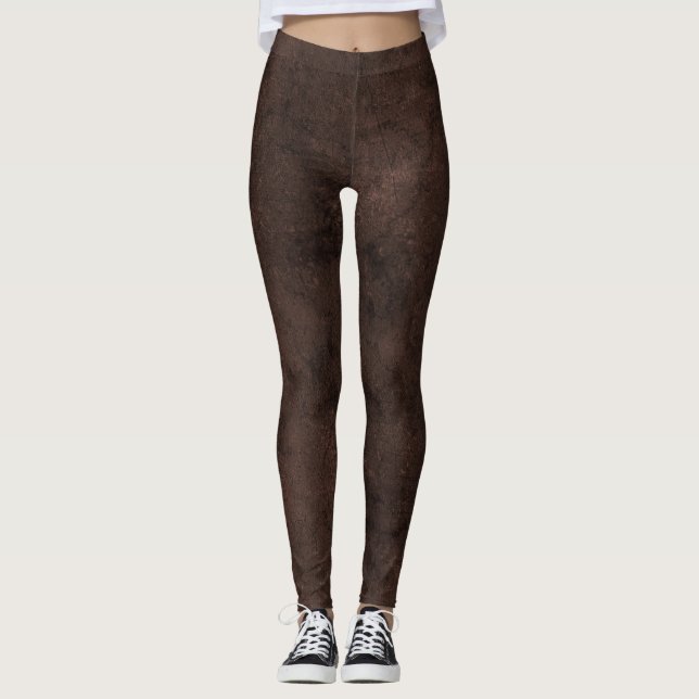 Färggradient brun färg-stenmarmor, färgad choklad leggings (Framsida)