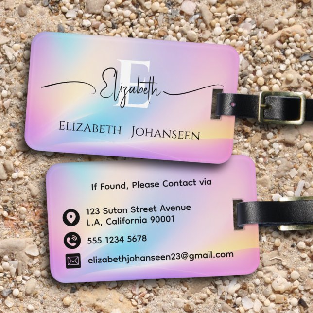 Färggradient monogram för Chic av färgad mjuk past Bagagebricka (Skapare uppladdad)