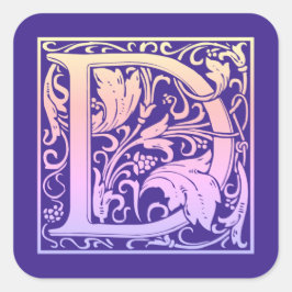 Färggradienten brev D för Vintage första Brev Fyrkantigt Klistermärke