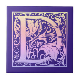 Färggradienten brev D för Vintage första Brev Kakelplatta