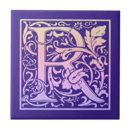 Färggradienten brev R för Vintage första Brev Kakelplatta