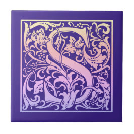 Färggradienten brev S Vintage första Brev Kakelplatta