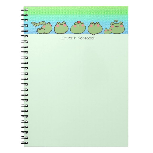 Färggradienten Cute Frog Personlig namn Anteckningsbok (Framsidan)