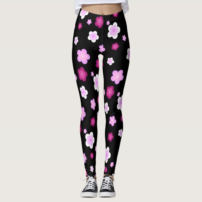 Färggradienten för rosa-blommigt Mönster Leggings (Framsida)