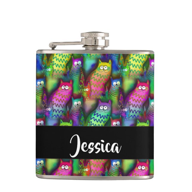 Färggradientkatter mönster fickplunta (Framsidan)