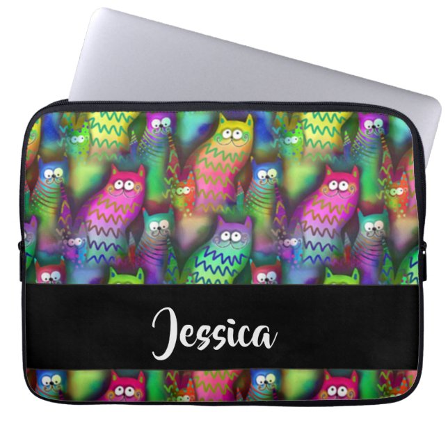 Färggradientkatter mönster laptop fodral (Framsidan)