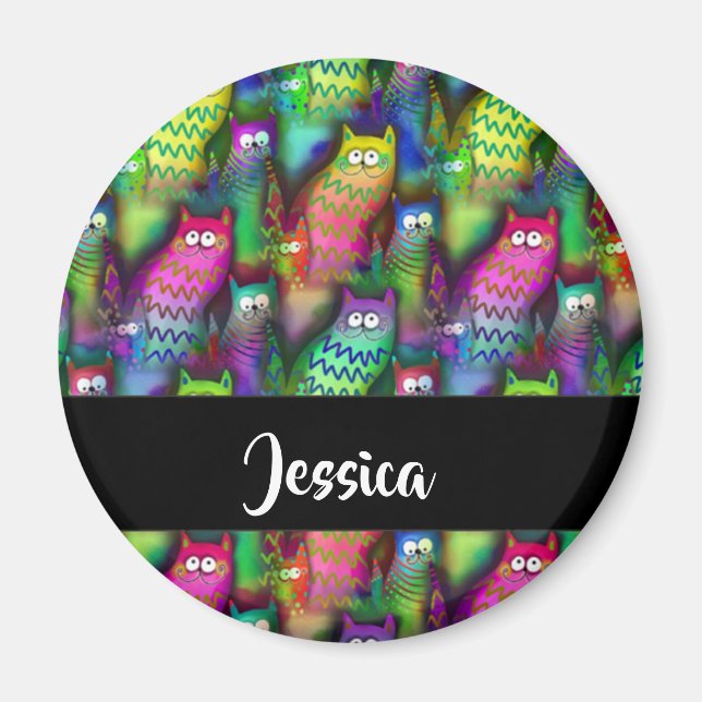 Färggradientkatter mönster magnet (Framsidan)