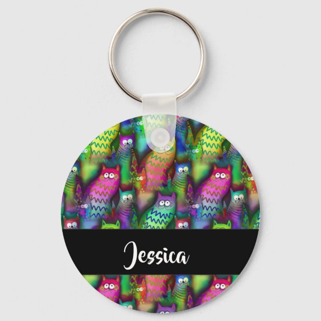 Färggradientkatter mönster nyckelring (Framsida)