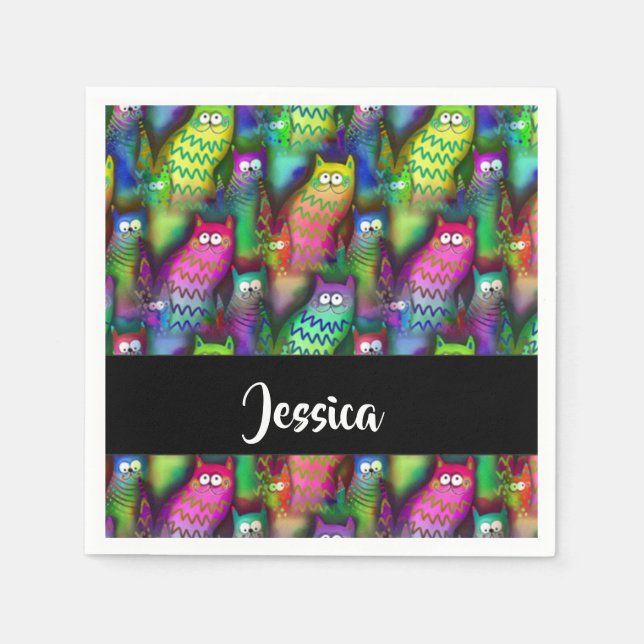 Färggradientkatter mönster pappersservett (Framsidan)