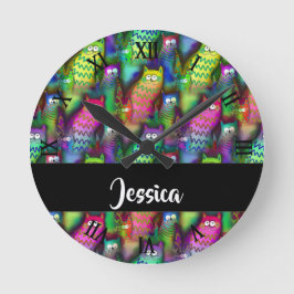 Färggradientkatter mönster rund klocka