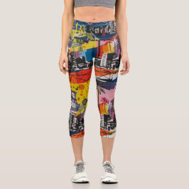Färggraffiti Design Capri Leggings