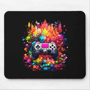 Färggraffiti Tie Dye Stänk Video Game Contro Musmatta