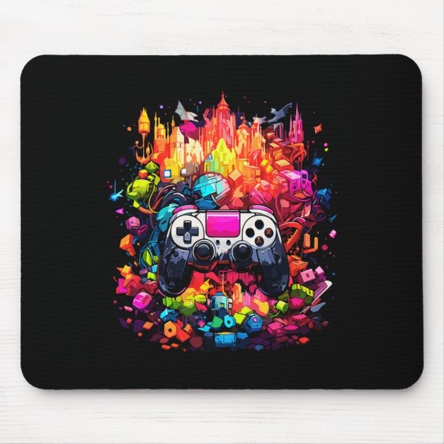 Färggraffiti Tie Dye Stänk Video Game Contro Musmatta (Framsidan)