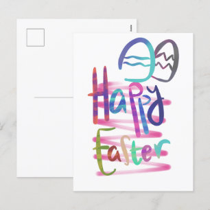 Färggrafi för handskrift Glad påsk Helg Vykort