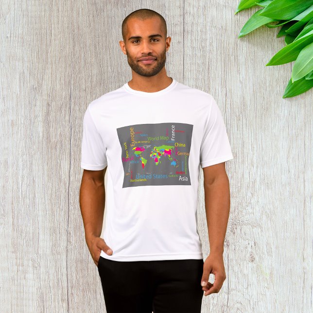 Färggrafi World Map Modern Ord Travel T Shirt (Skapare uppladdad)