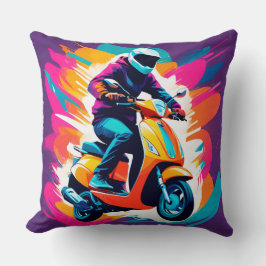 Färggrafik bild av en person som Riding Kudde