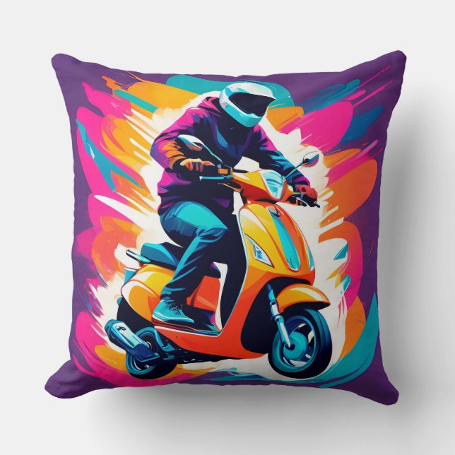 Färggrafik bild av en person som Riding Kudde (Framsida)