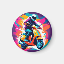 Färggrafik bild av en person som Riding Magnet