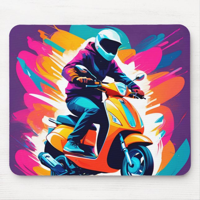 Färggrafik bild av en person som Riding Musmatta (Framsidan)