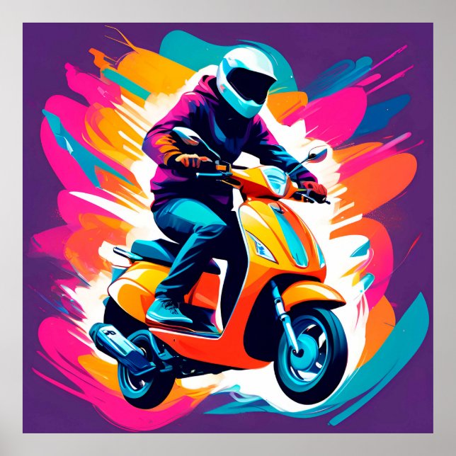 Färggrafik bild av en person som Riding Poster (Framsidan)