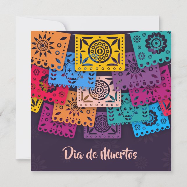 Färggrafik Dia de Muertos Banners| Partsinbjudan Inbjudningar (Framsida)